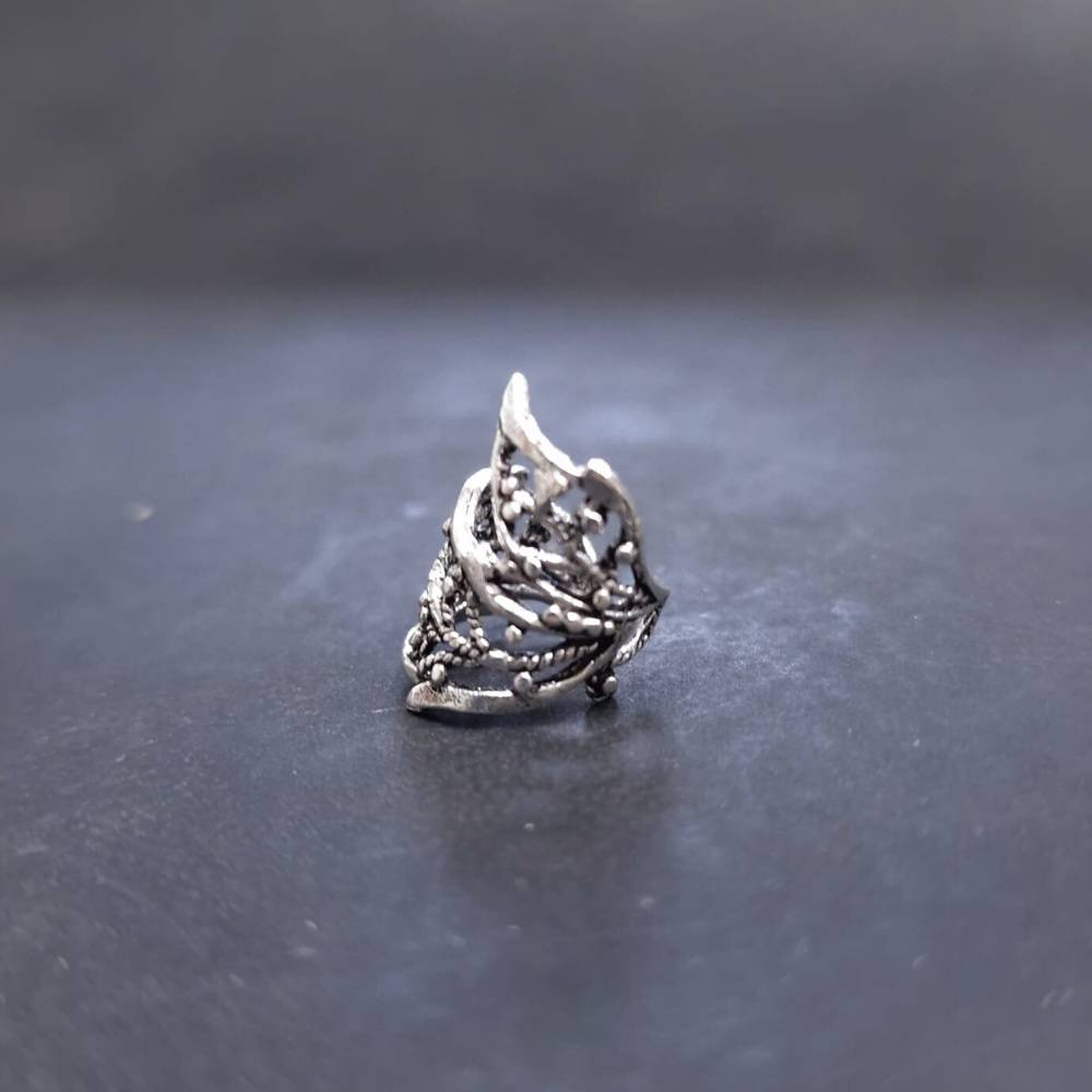 Ohrklemme Ornament Blatt Silber