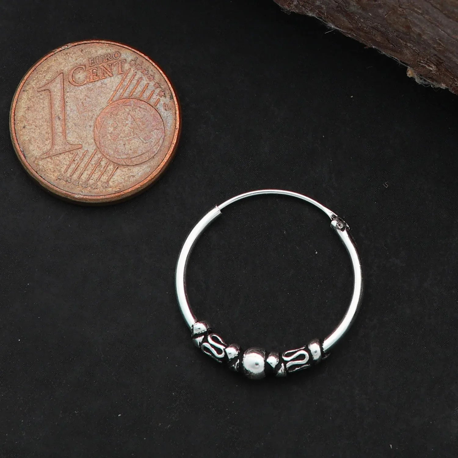 18 mm Creolen mit Kugel 925 Silber Ohrring