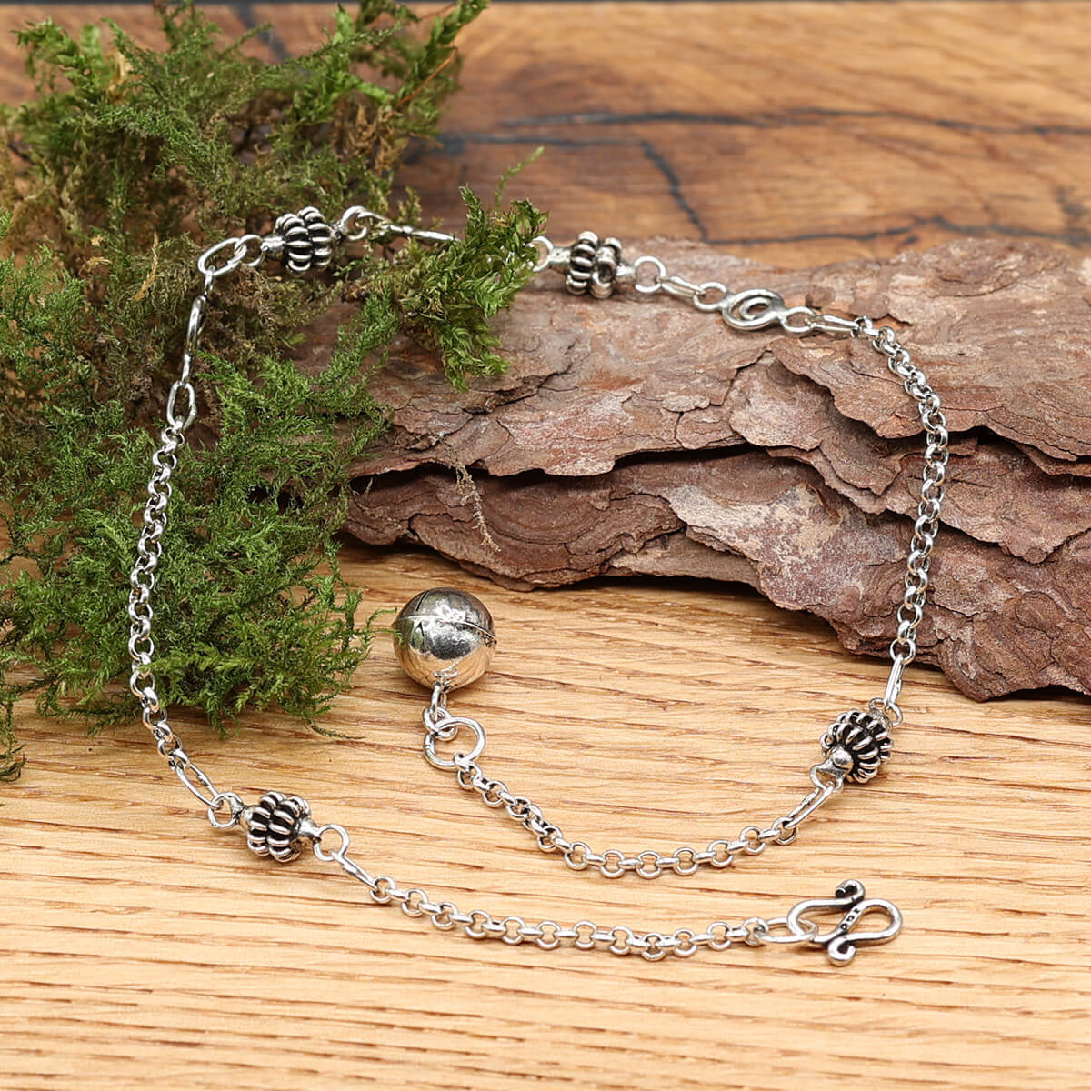Zeitloses Fußkettchen Kristalle 925 Silber Fuß Schmuck