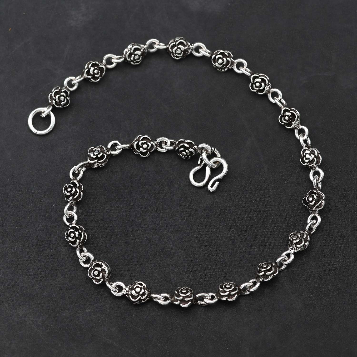 Fusskettchen Silber Fußschmuck Rosen klein