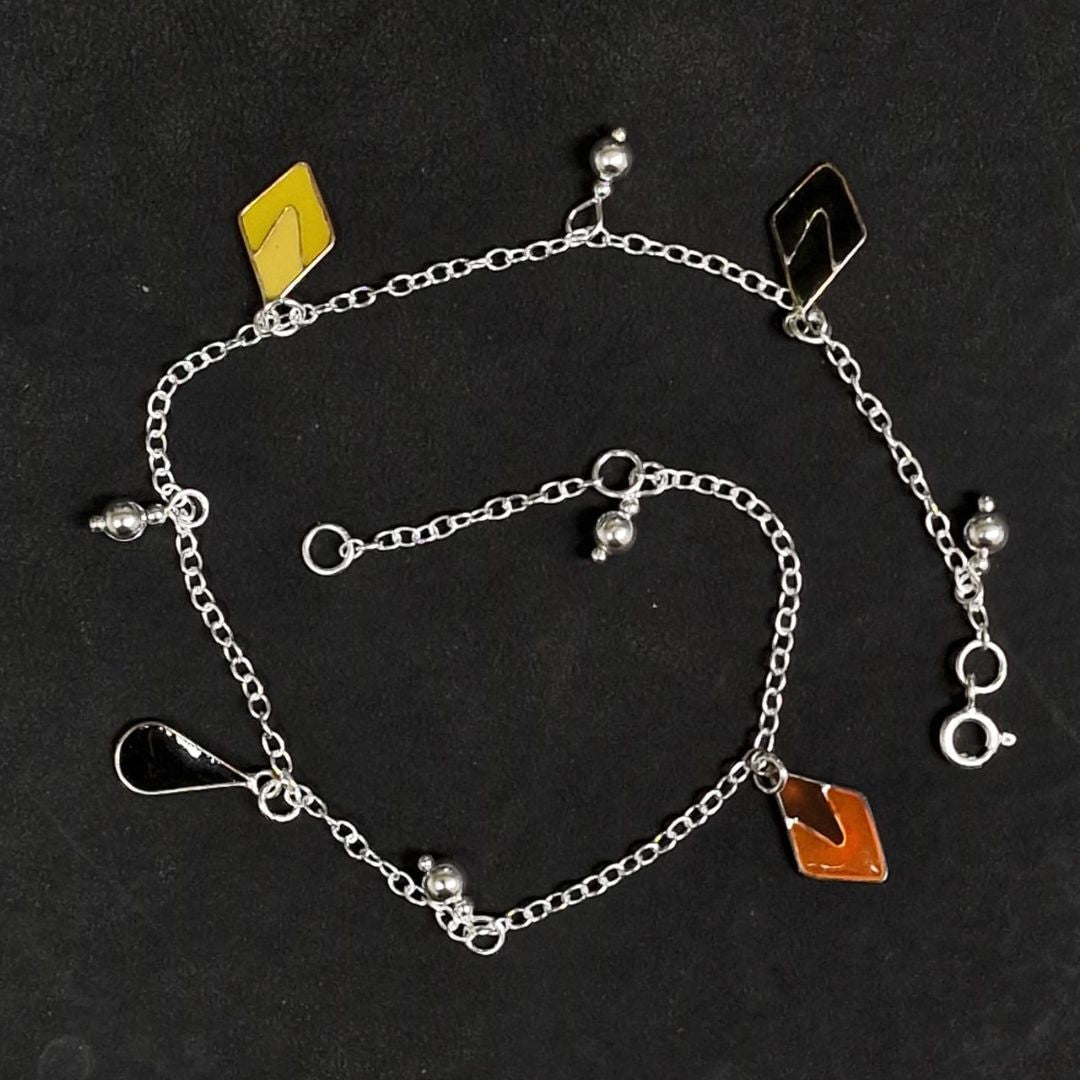 925 Silber Fußkettchen mit Anhänger bunt Schmuck