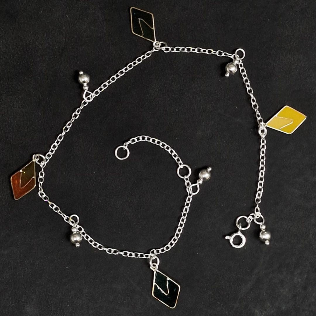 Fußkettchen 925 Sterlingsilber bunt Damen Schmuck