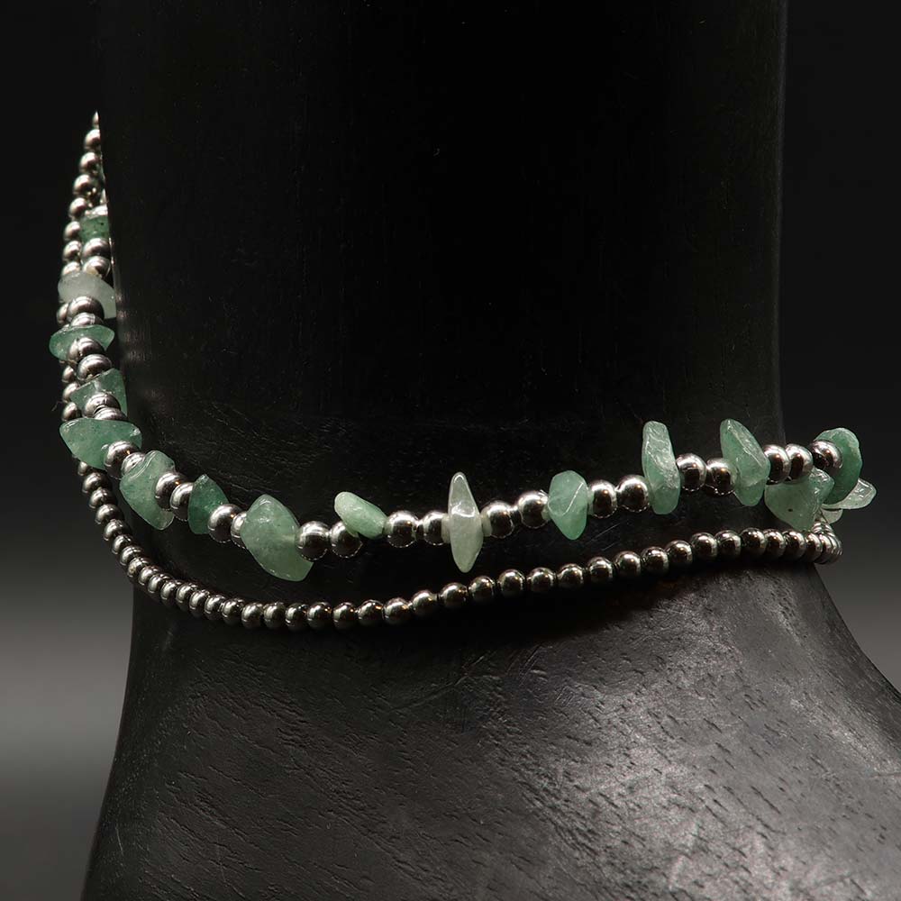 Fußkette Aventurin Rohsteine Sommer Schmuck ausgefallen