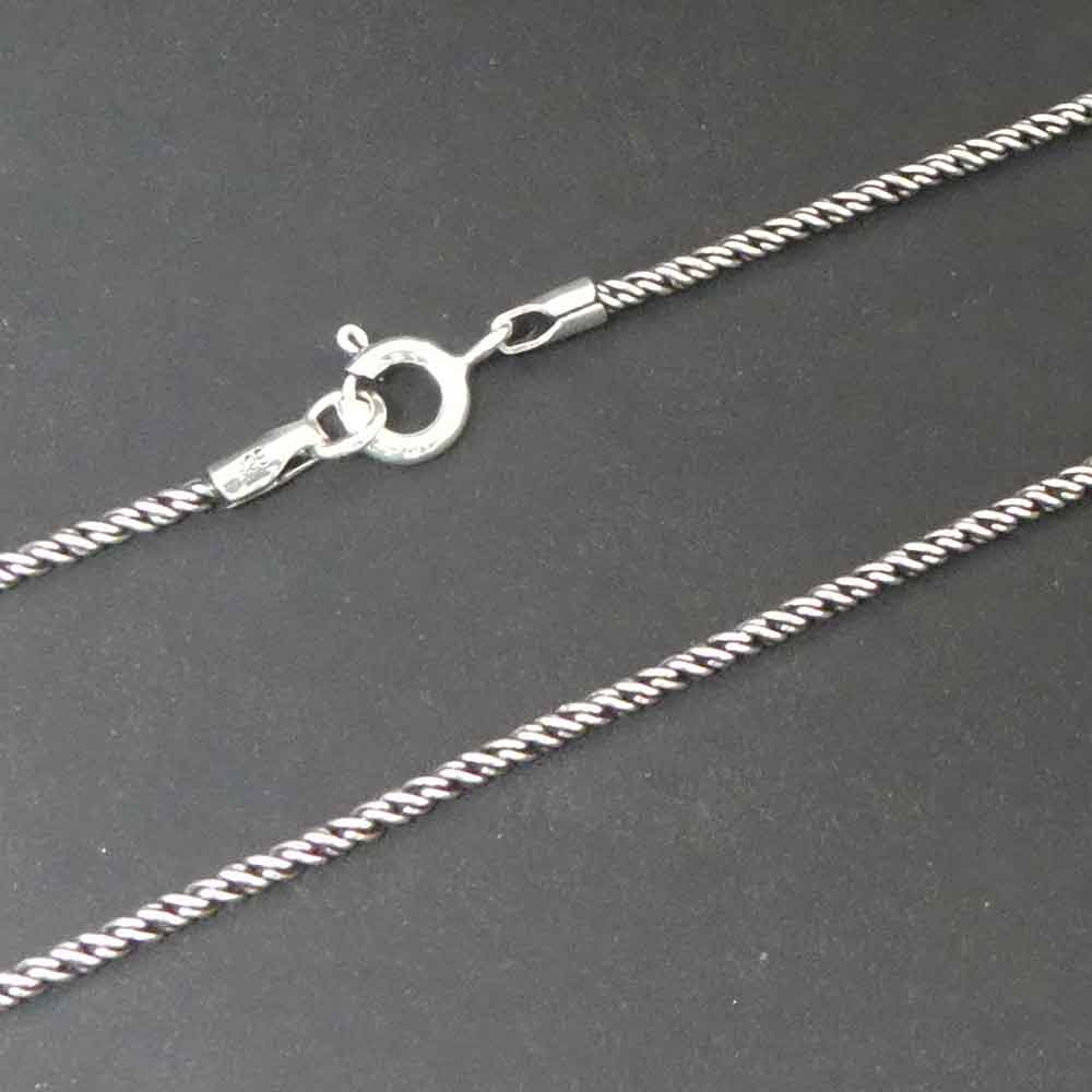 Damen Halskette 1,6mm Silberkette ausgefallen gedreht geschwärzt