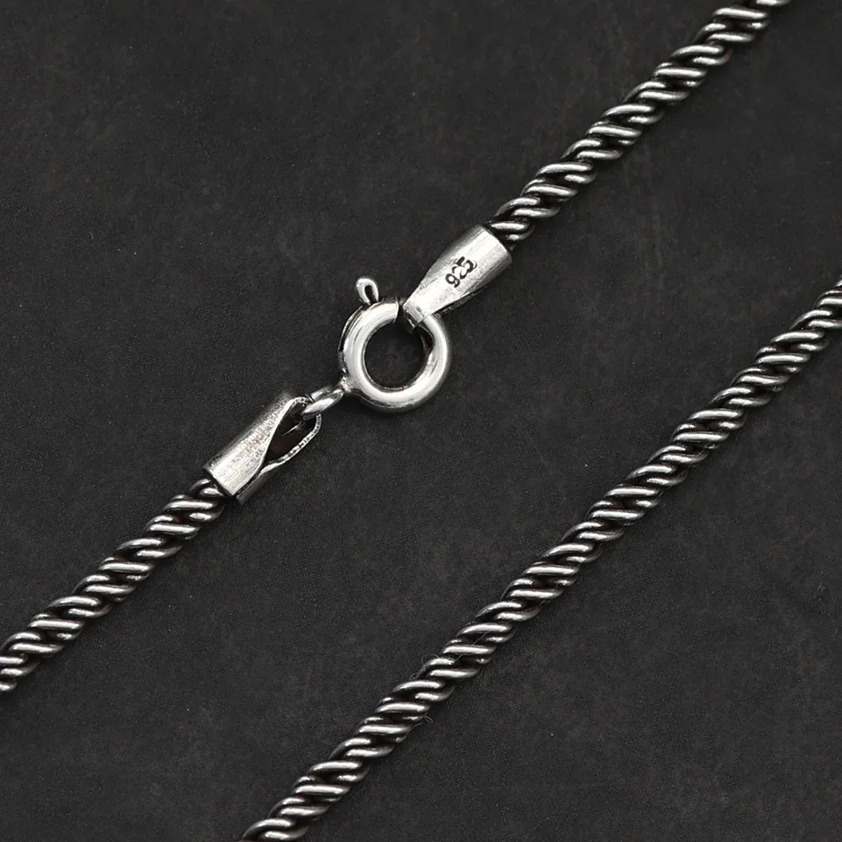 Twisted silver chain necklace, 925 silver, women