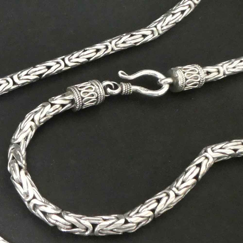 Königskette 4mm 925 Silber Handarbeit Damen Herren Halskette geschwärzt