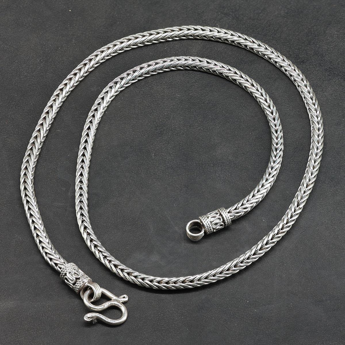 Silberkette 4 mm Geflochten 925 Sterlingsilber Halskette Handarbeit