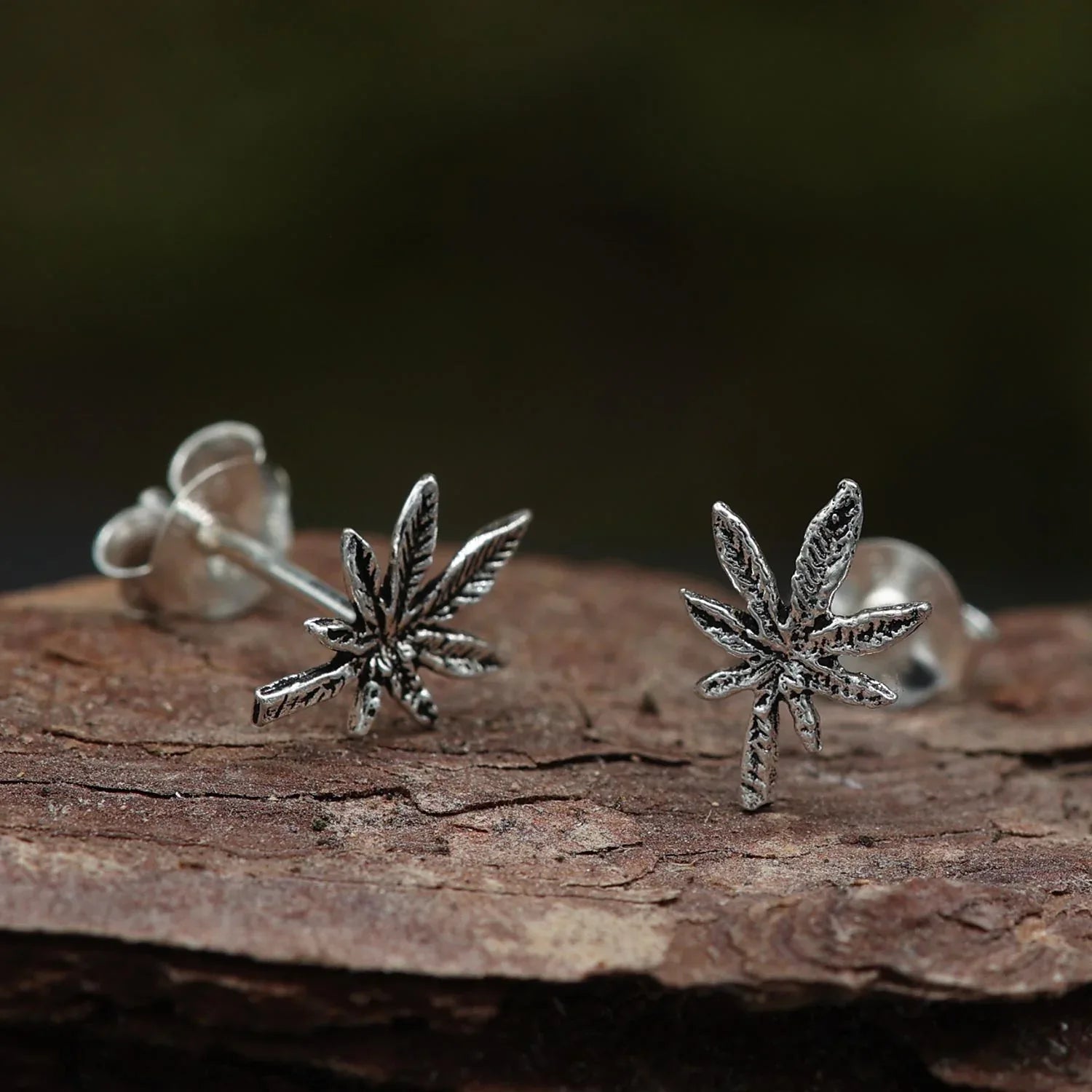 Hanfblatt Ohrringe Silber Ohrschmuck Cannabis
