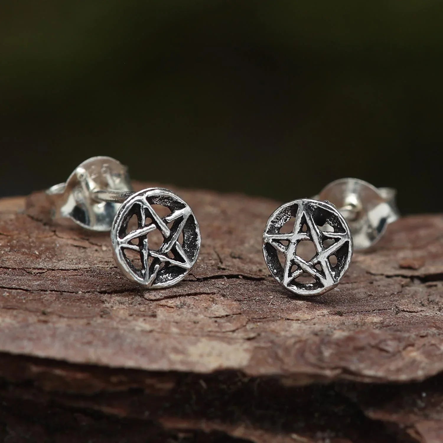 Pentagramm Ohrringe Silber Ohrschmuck Wicca