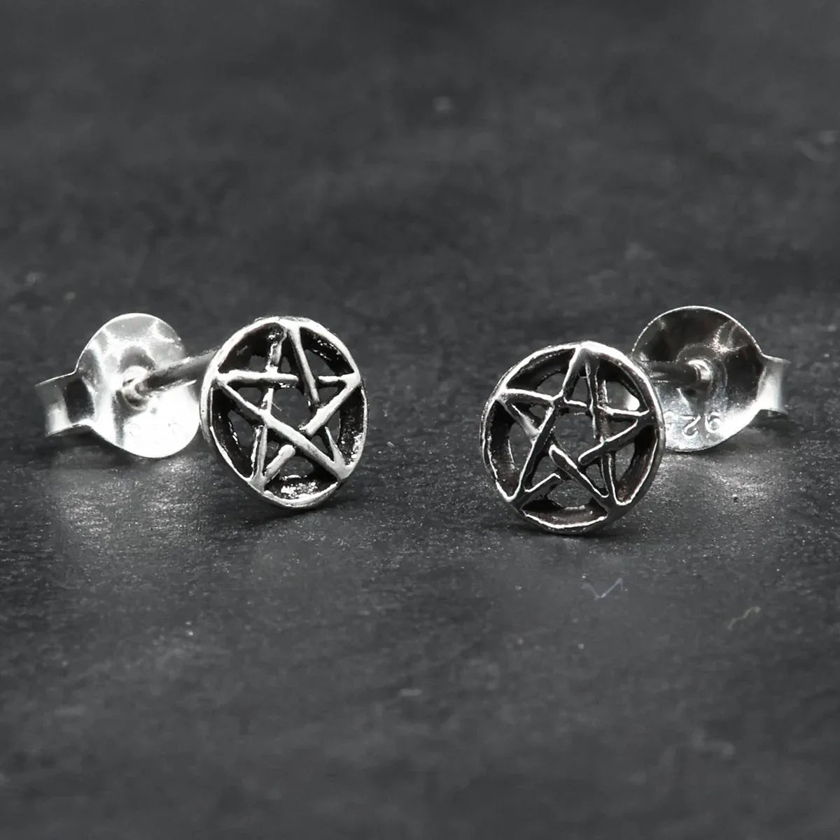 Pentagramm Ohrring 925 Silber Drudenfuß Wicca Ohrstecker Gothic