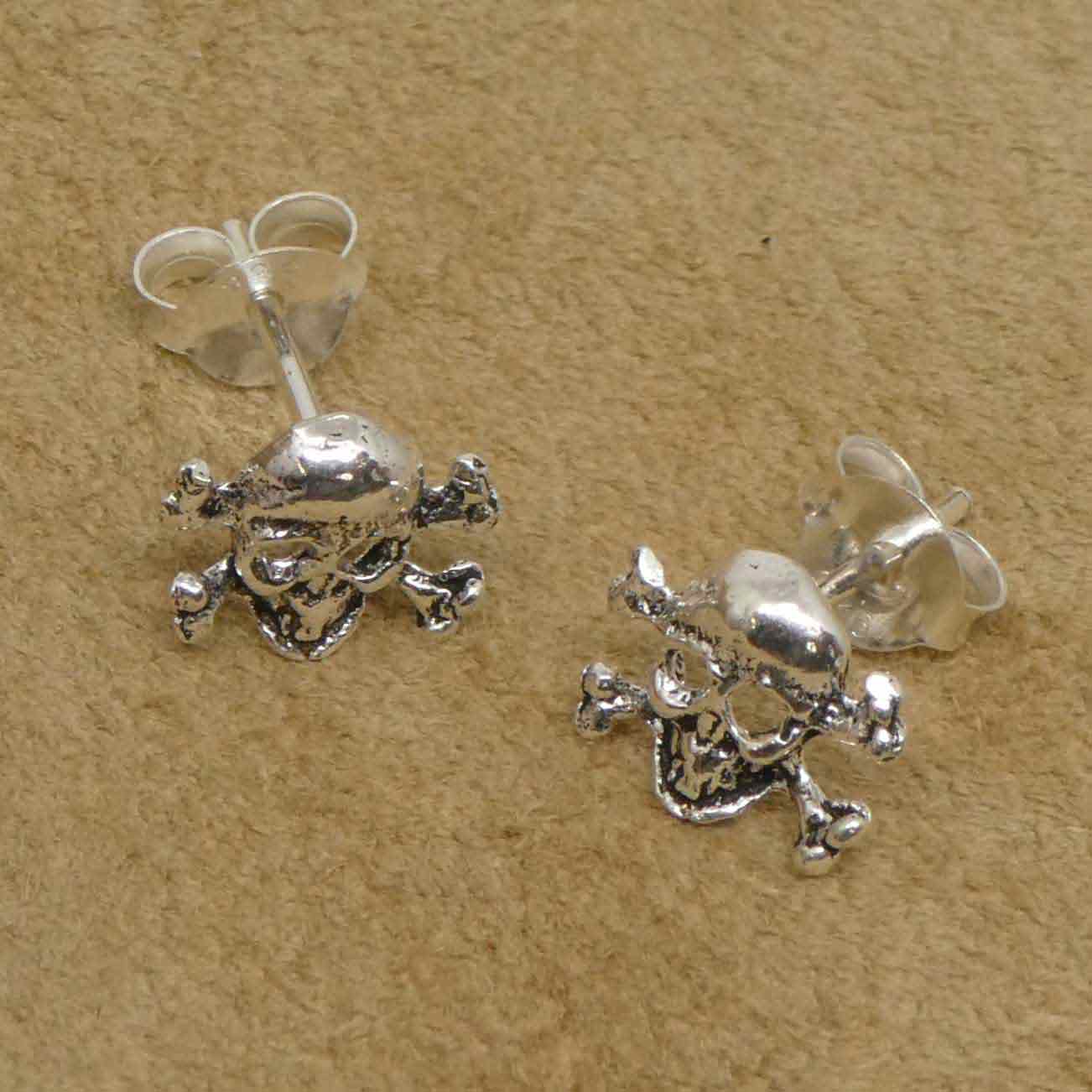Totenkopf Crossbone Ohrstecker 925 Silber Ohrschmuck