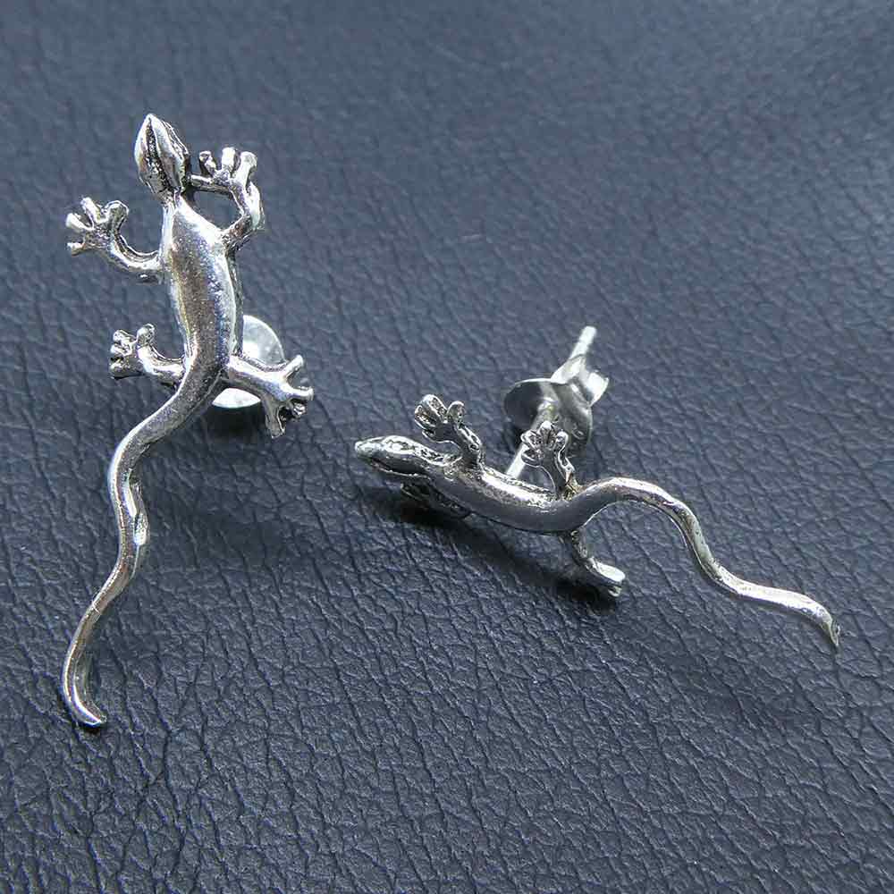 Gecko Ohrstecker 925 Silber Ohrring Echse Ohrschmuck