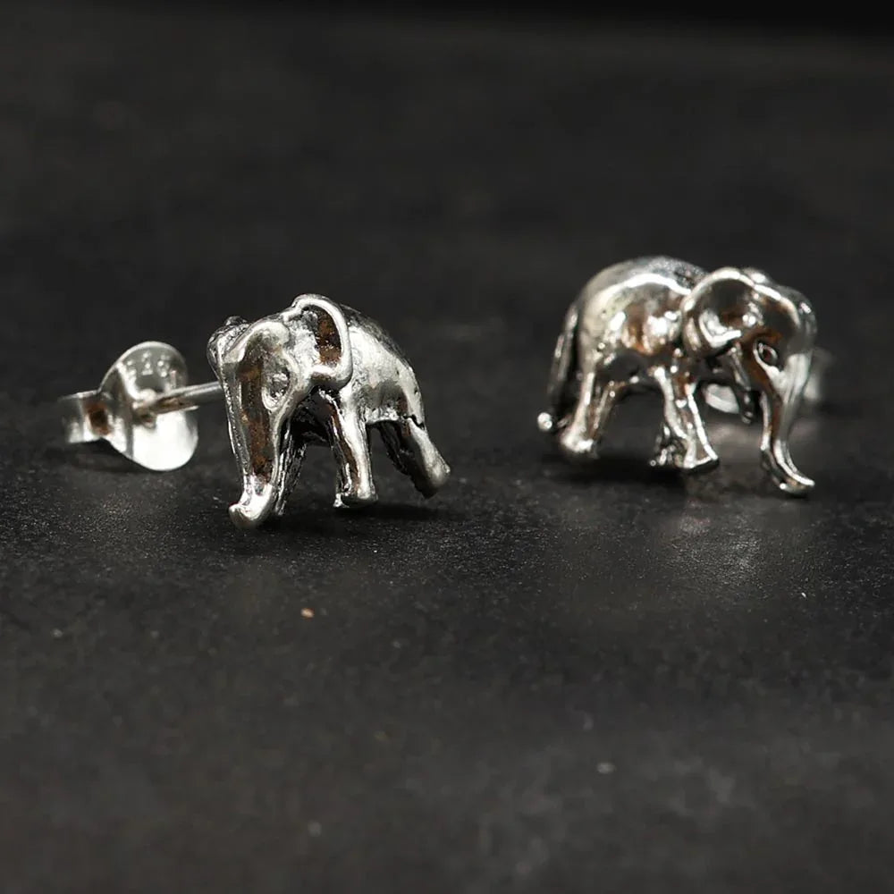 Elefant Ohrstecker 925 Silber 3 dimensionaler Ohrring Glückstier