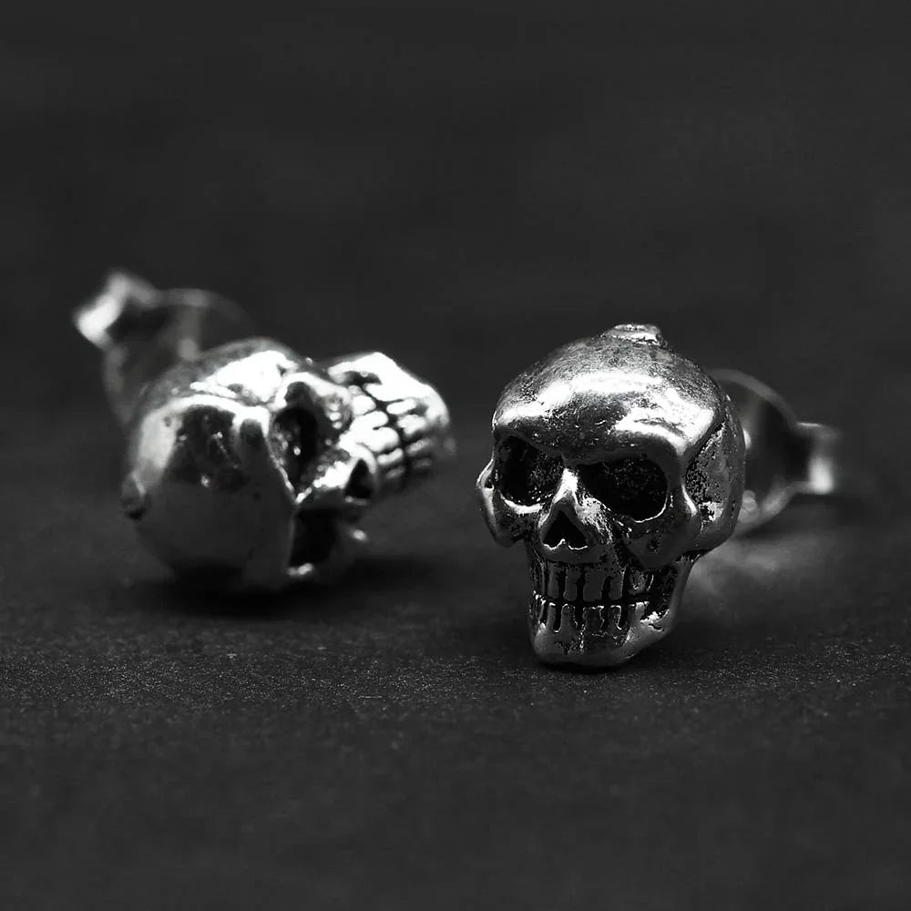 Totenkopf Ohrstecker Silber breiter Skull Ohrschmuck Gothic