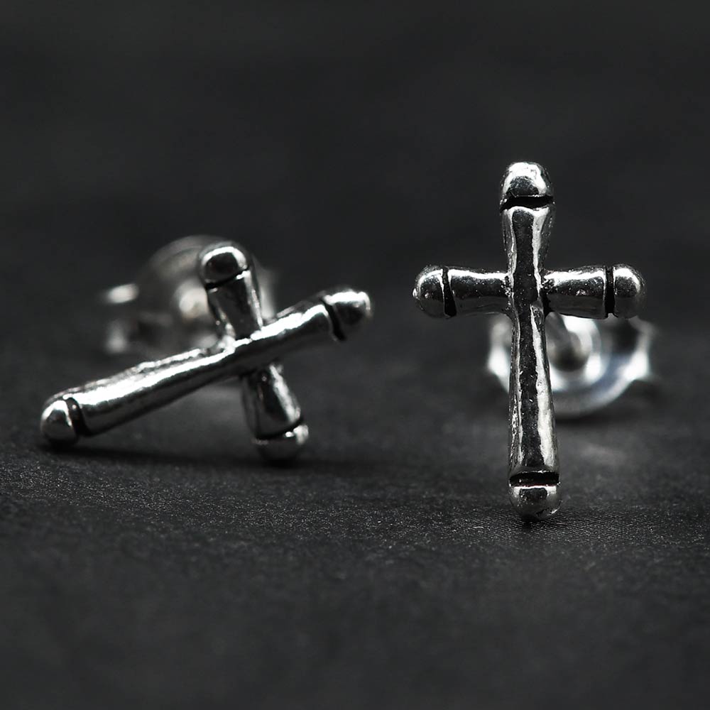 Silber Ohrstecker Kreuz schlichter Ohrschmuck