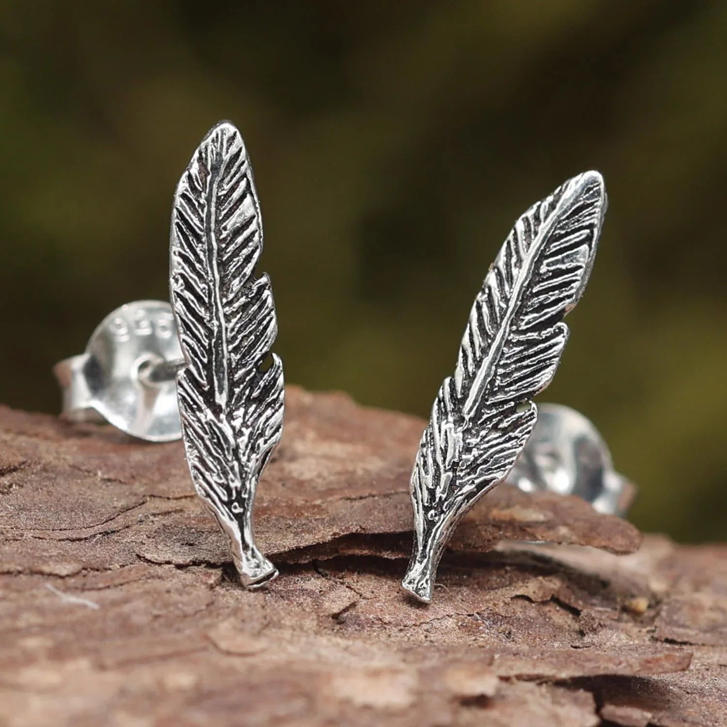Feder Ohrringe Stecker Silber Ohrschmuck