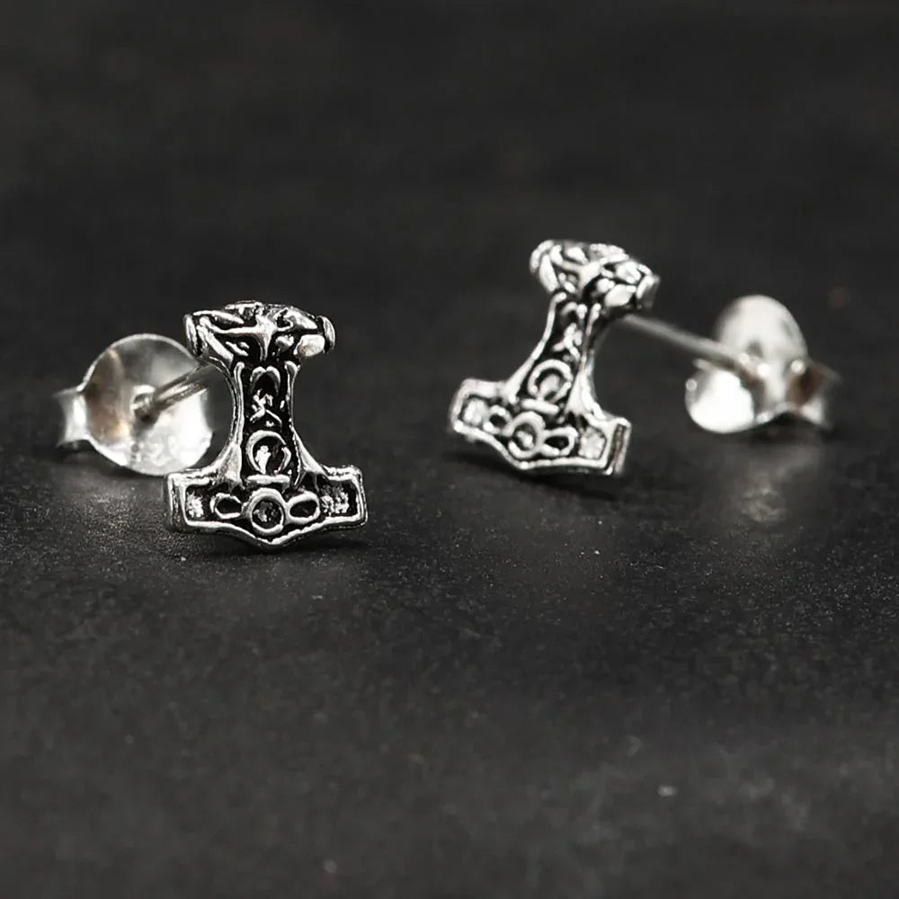 Thorshammer Ohrstecker 925 Silber Ohrschmuck Wikinger Mjölnir