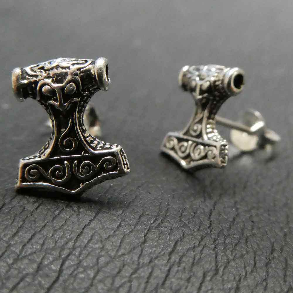 Thors Hammer Ohrstecker Silber