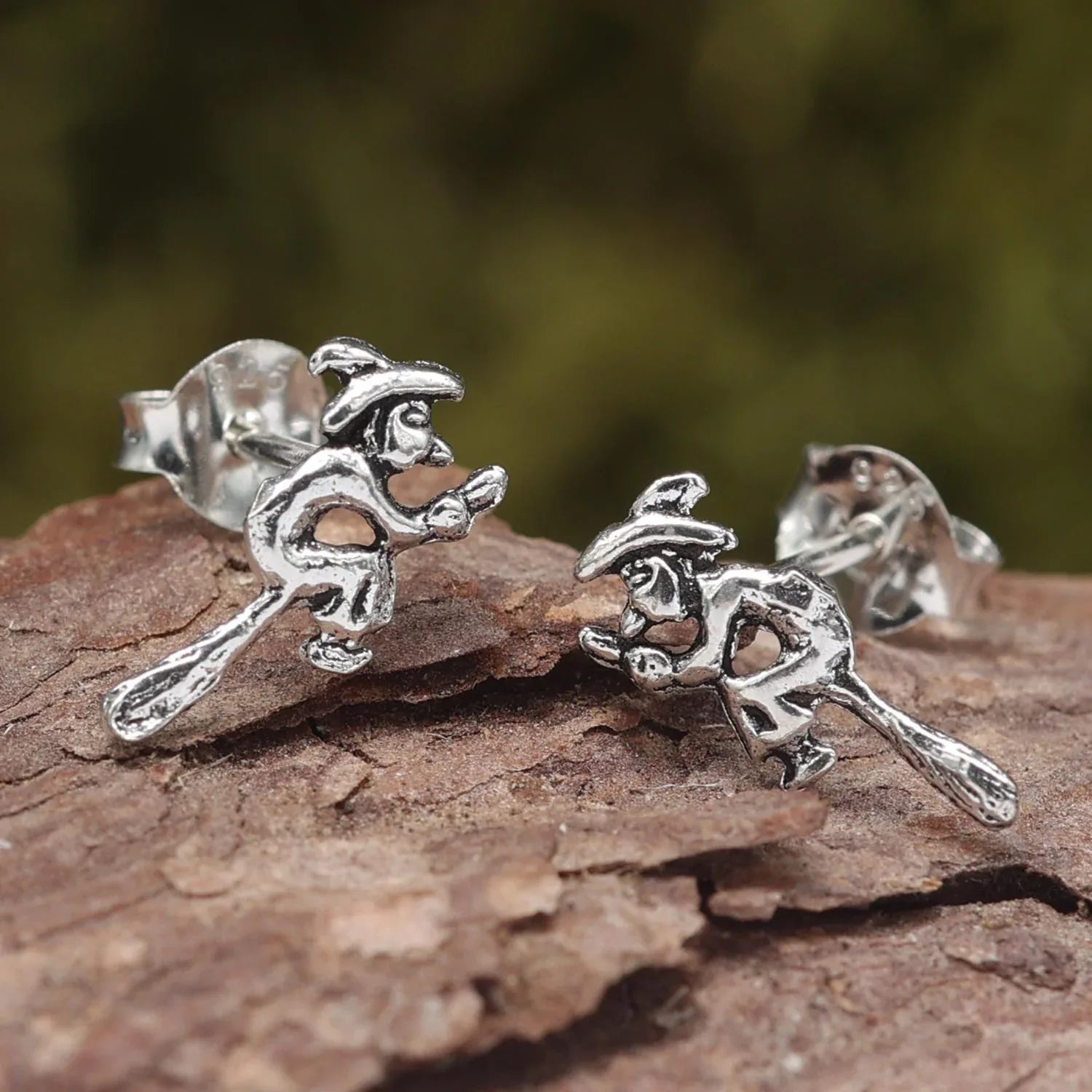 Hexe Ohrstecker ausgefallener Ohrschmuck 925 Silber
