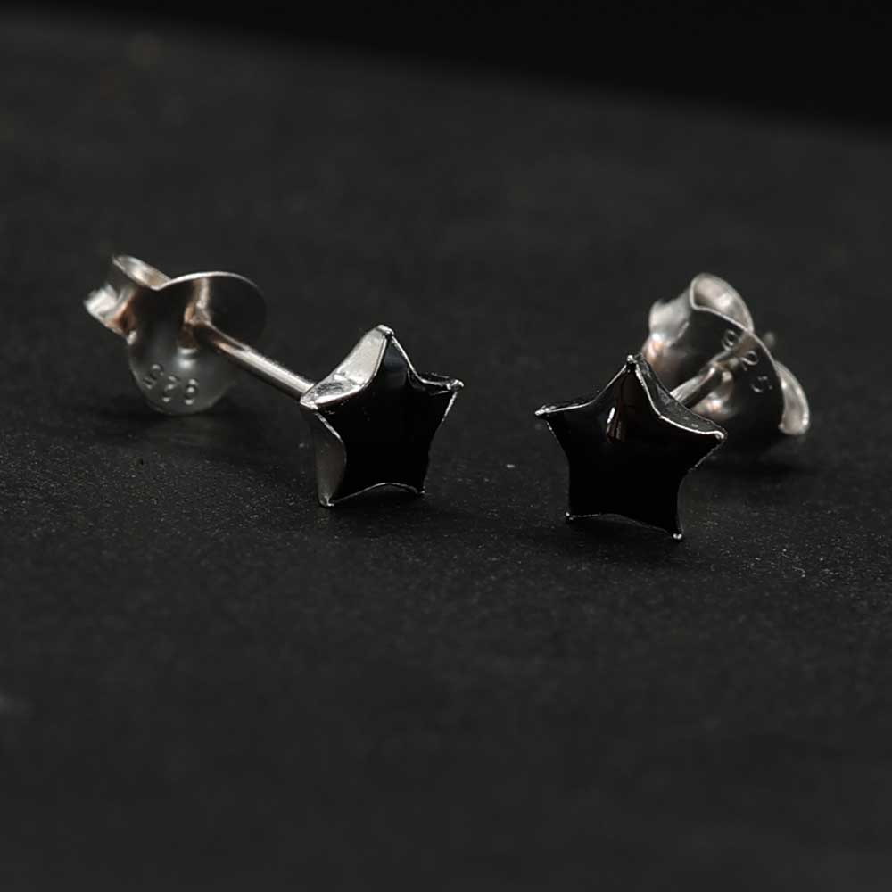 Stern Ohrstecker schwarz 925 Silber Ohrring