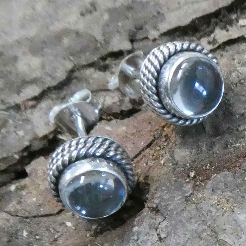 Blauer Topas Ohrstecker Silber