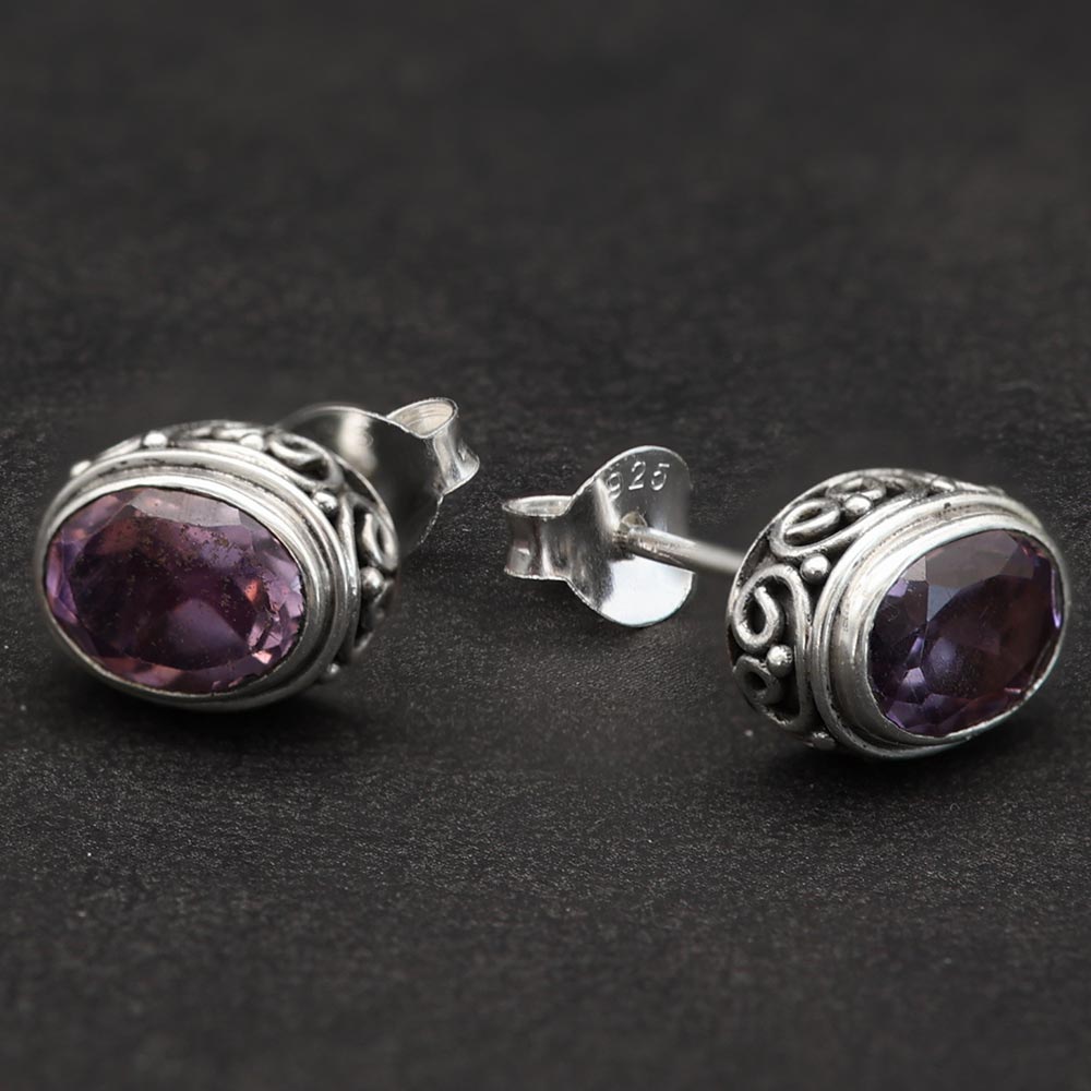 Amethyst Ohrschmuck 925 Silber -Ohrringe für Sie mit Edelsteinen