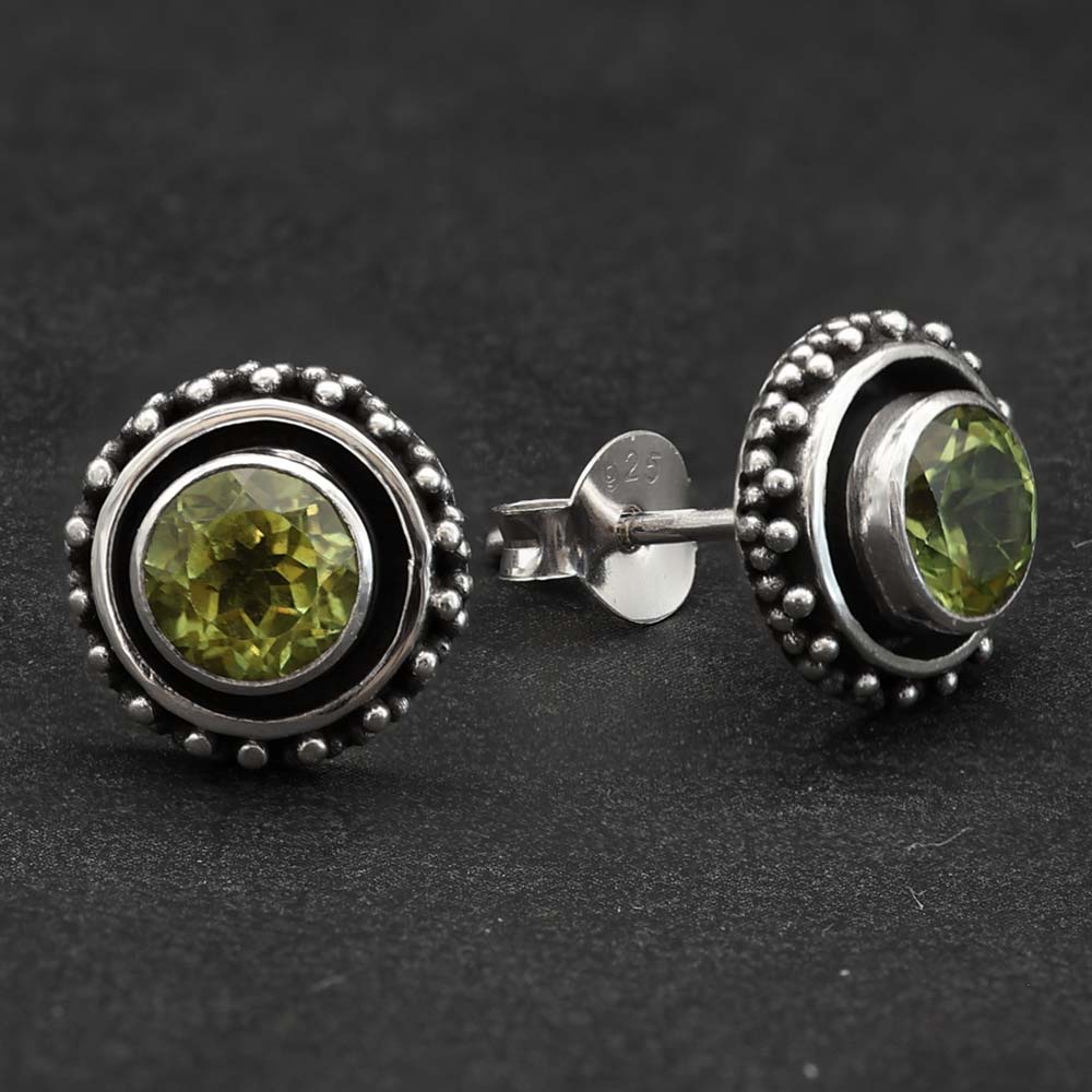Ohrstecker 925 Silber PEridot Ohrschmuck echte Edelsteine Ohrringe Frauen