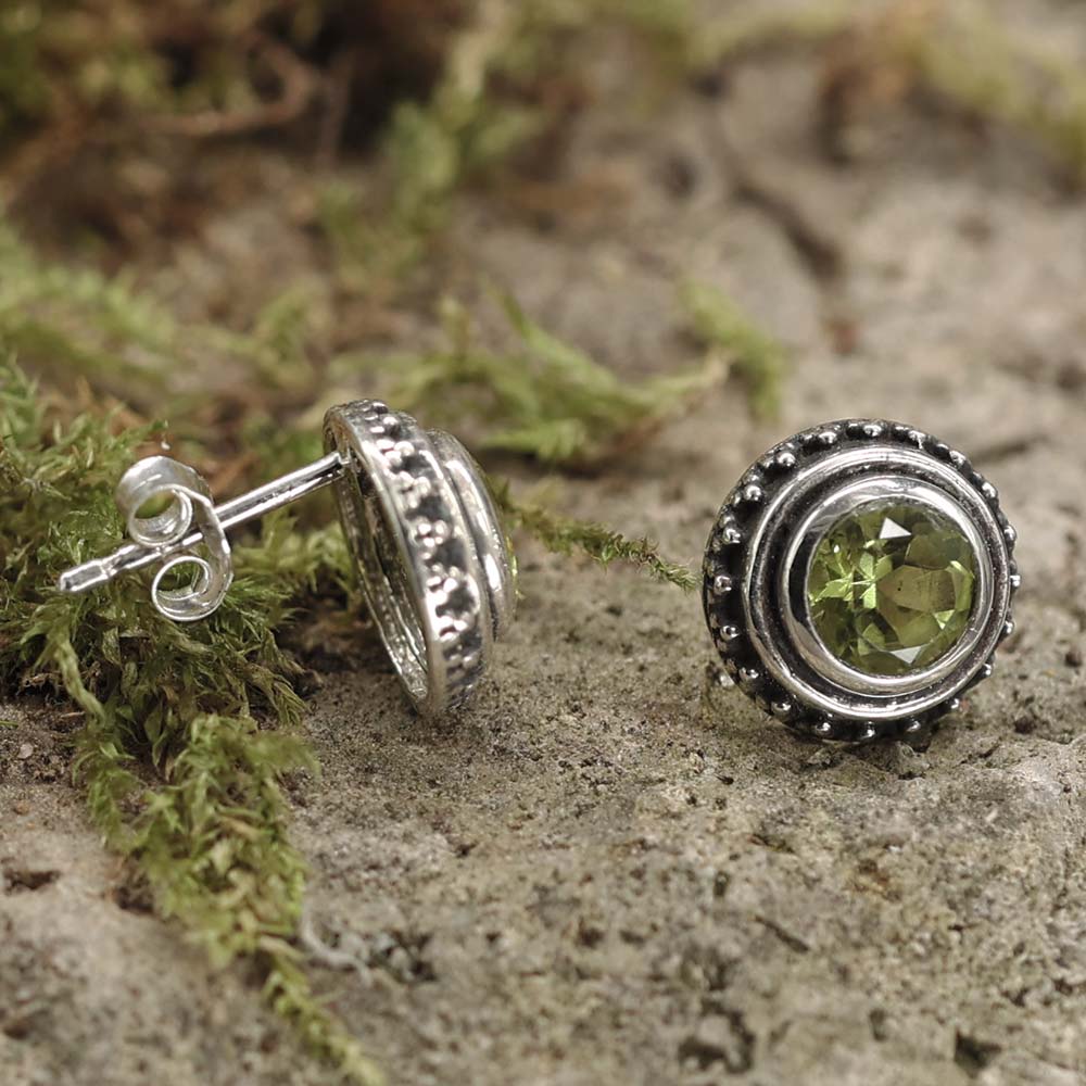 Peridot Ohrringe 925 Sterlingsilber Hand geschmiedeter Edelstein Schmuck