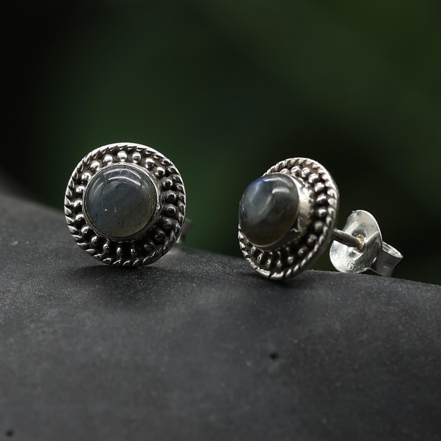Zeitlose Ohrstecker Labradorit Damen Ohrring 925 Silber (Paar)