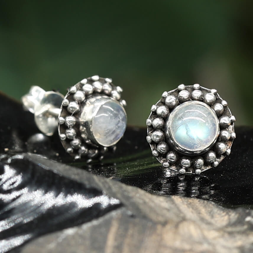 Feine Damen Ohrringe Silber Mondstein