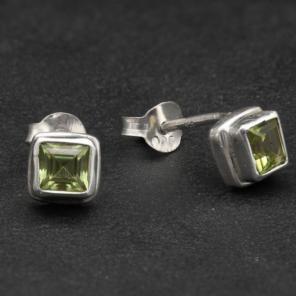 Peridot Ohrstecker schlicht 925 silber Ohrschmuck Ohrringe mit Edelsteinen