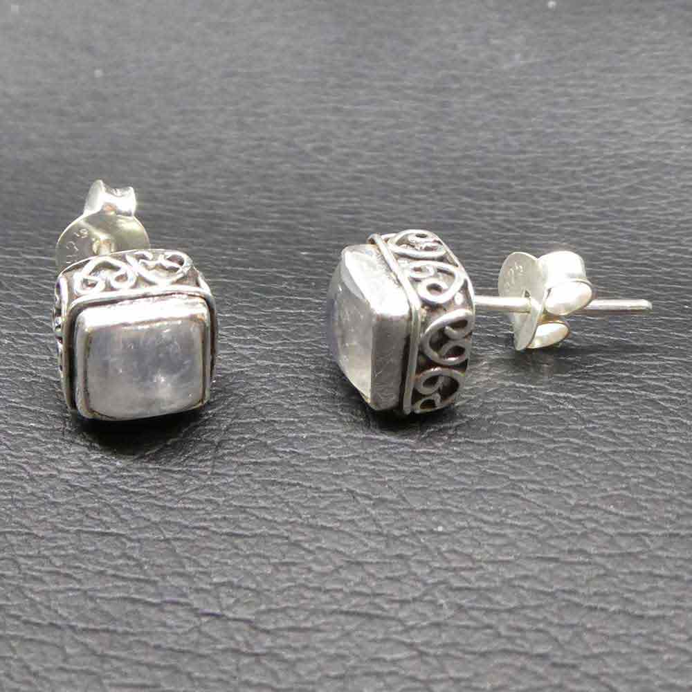 Mondstein Ohrringe 925 Silber Ohrstecker Damen Schmuck