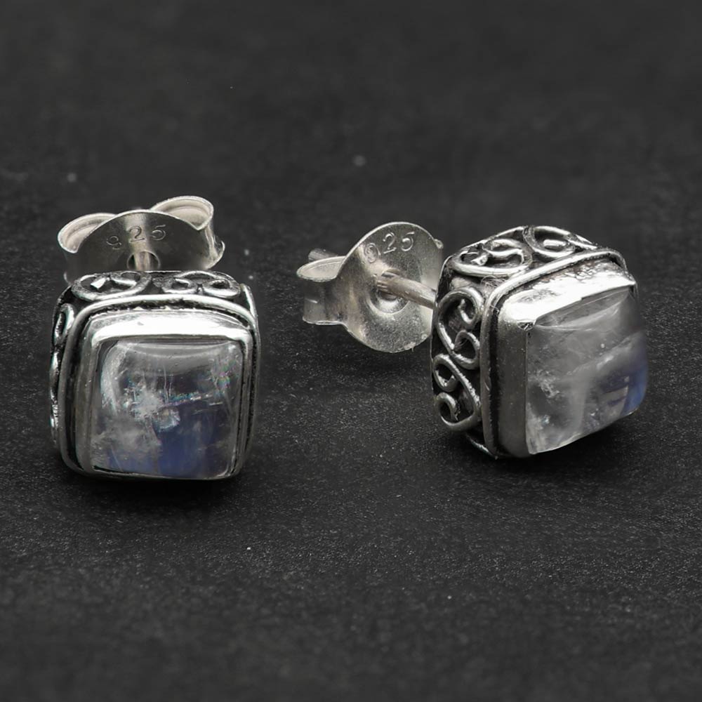 Ohrstecker Mondstein Sterlingsilber Silber handarbeit Ohrschmuck mit Edelsteinen