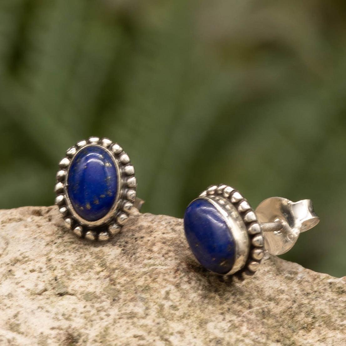Lapislazuli Ohrstecker 925 Silber edler Ohrschmuck Edelsteine zeitlos