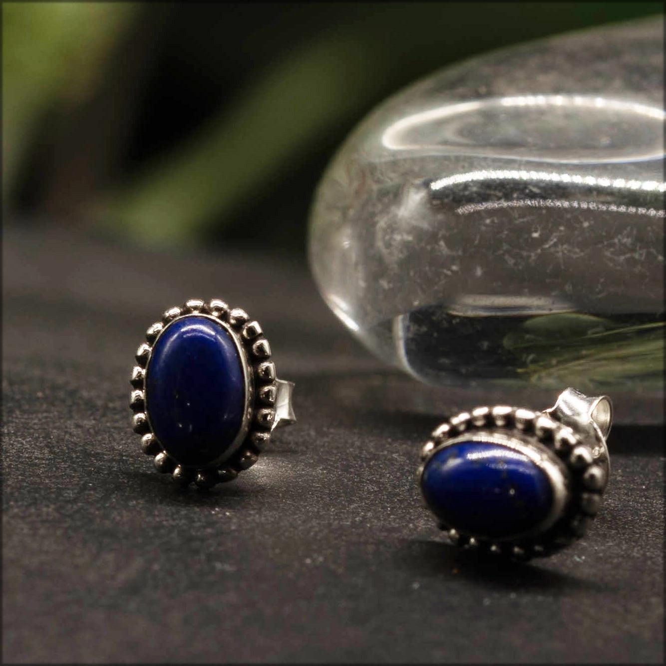 Lapislazuli Ohrstecker edel Silber 925 Ohrringe Edelstein