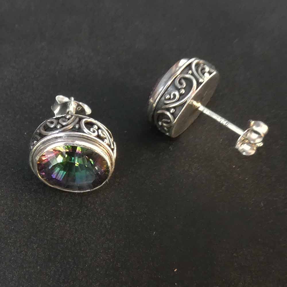 Edelstein Regenbogen Quartz Ohrringe Sterlinmgsilber