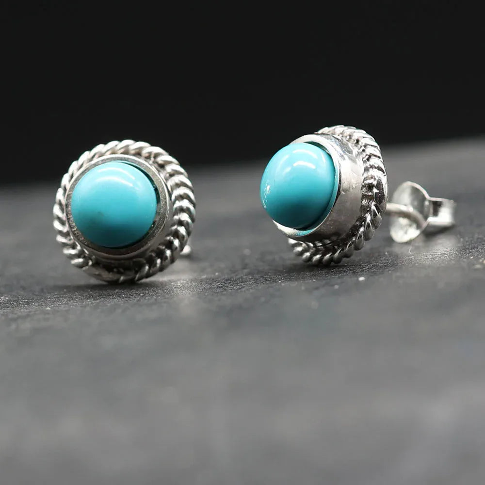 Ohrringe Türkis Steinschmuck 925 Silber Ohrschmuck Damen Herren