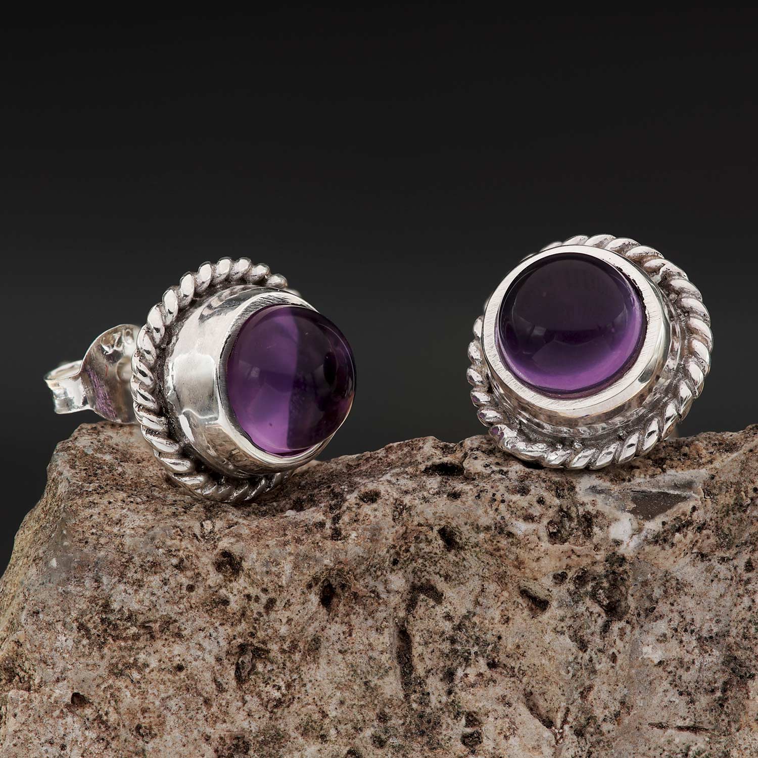 Amethyst Edelstein Ohrringe 925 Silber