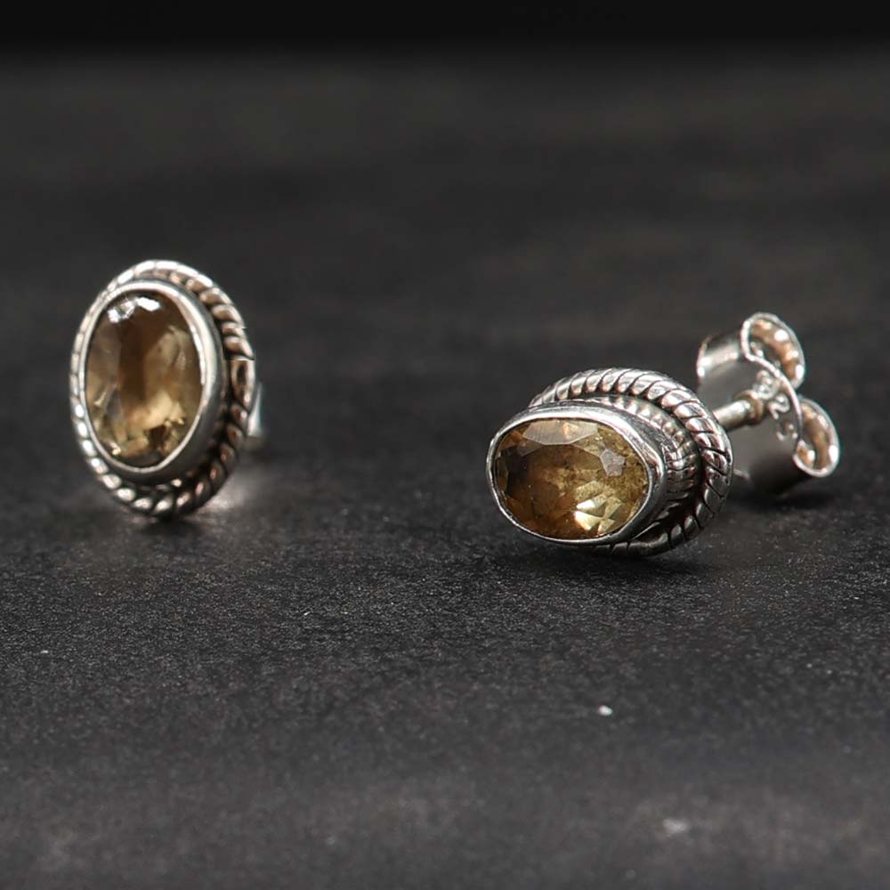 Citrin Ohrstecker Edelstein Silber 925 Ohrring Damen Schmuck