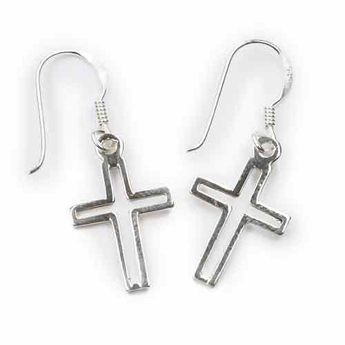 Kreuz Ohrhänger Silberschmuck Ohrschmuck 925 Silber (Paar)