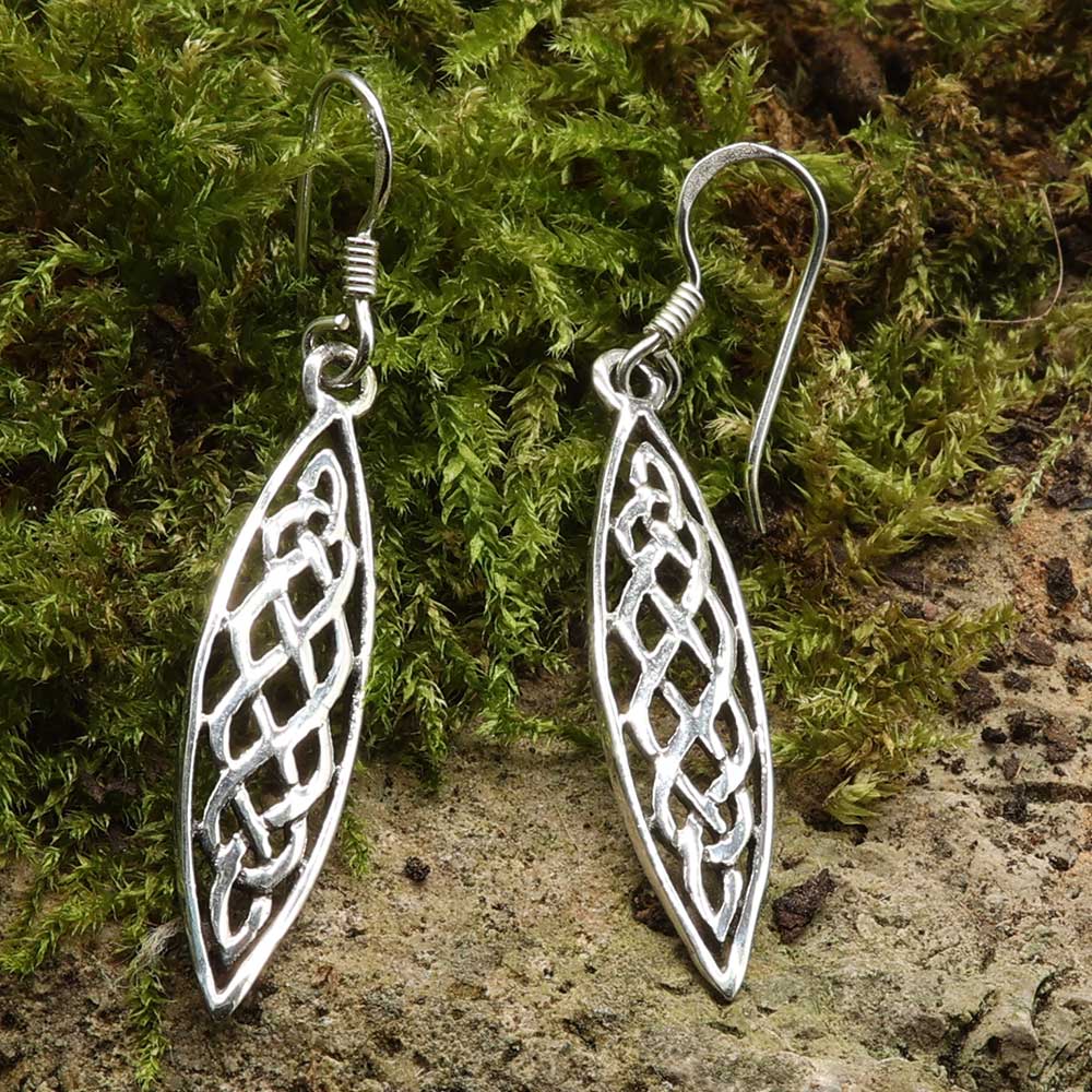 Keltischer Ohrschmuck lange Einhänger 925 Silber Ohrringe Kelten Mittelalter
