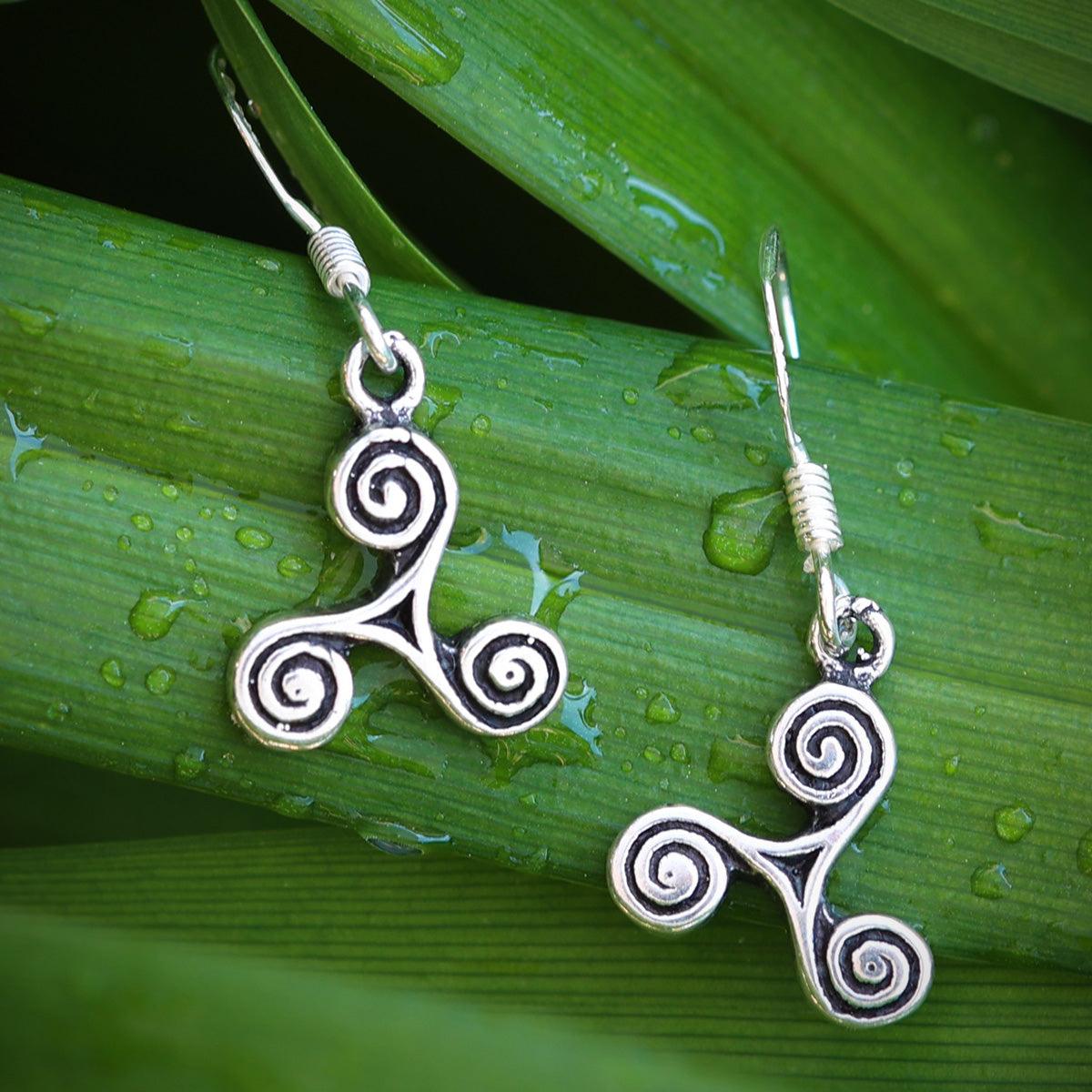 Triskelion Ohrring 925 Silber Ohrschmuck Ohrhänger fein