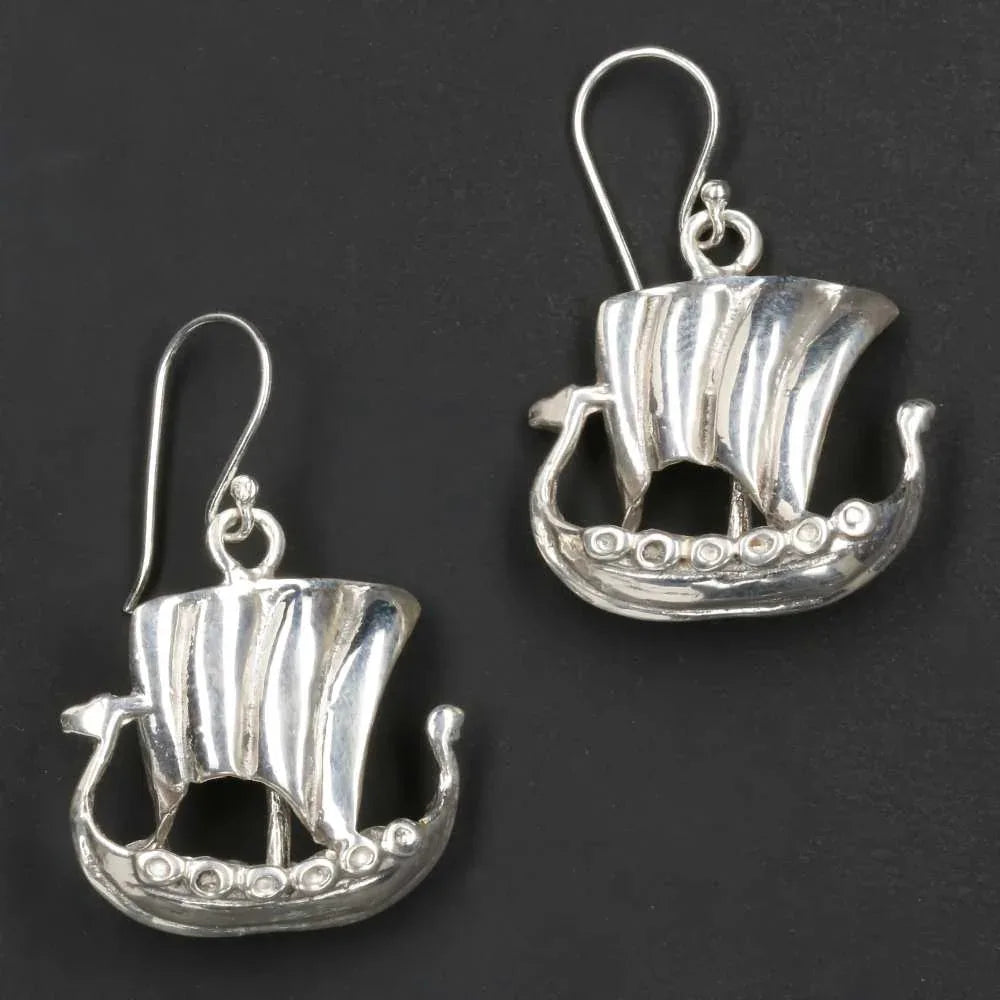 Drachenboot Wikinger Ohrringe Silber Ohrschmuck Mitteealter
