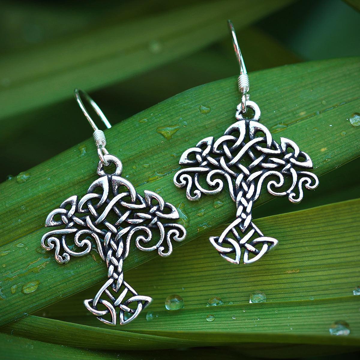 Keltischer Ohrring 925 Silber Ohrschmuck Ohrhänger feiner Lebensbaum