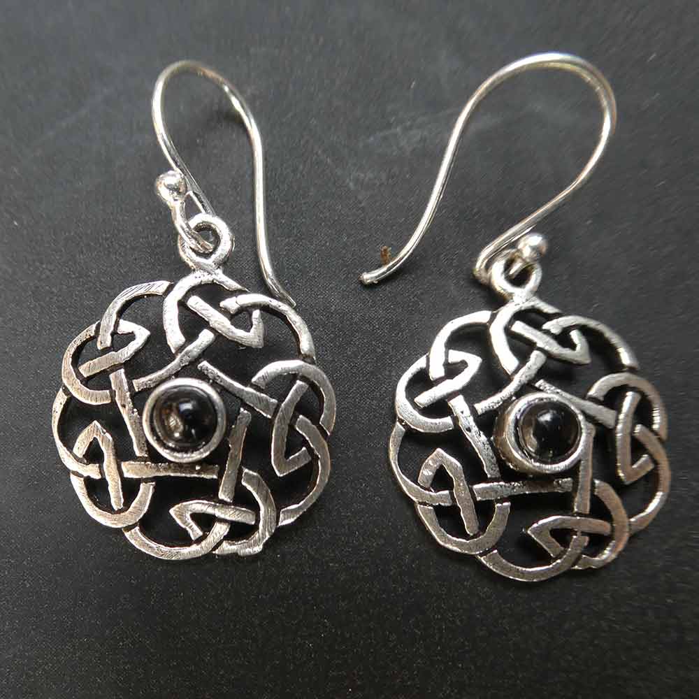 Onyx Ohrringe Frauen Keltischer Ohrschmuck Eingänger Sterlingsilber Kelten Schmuck