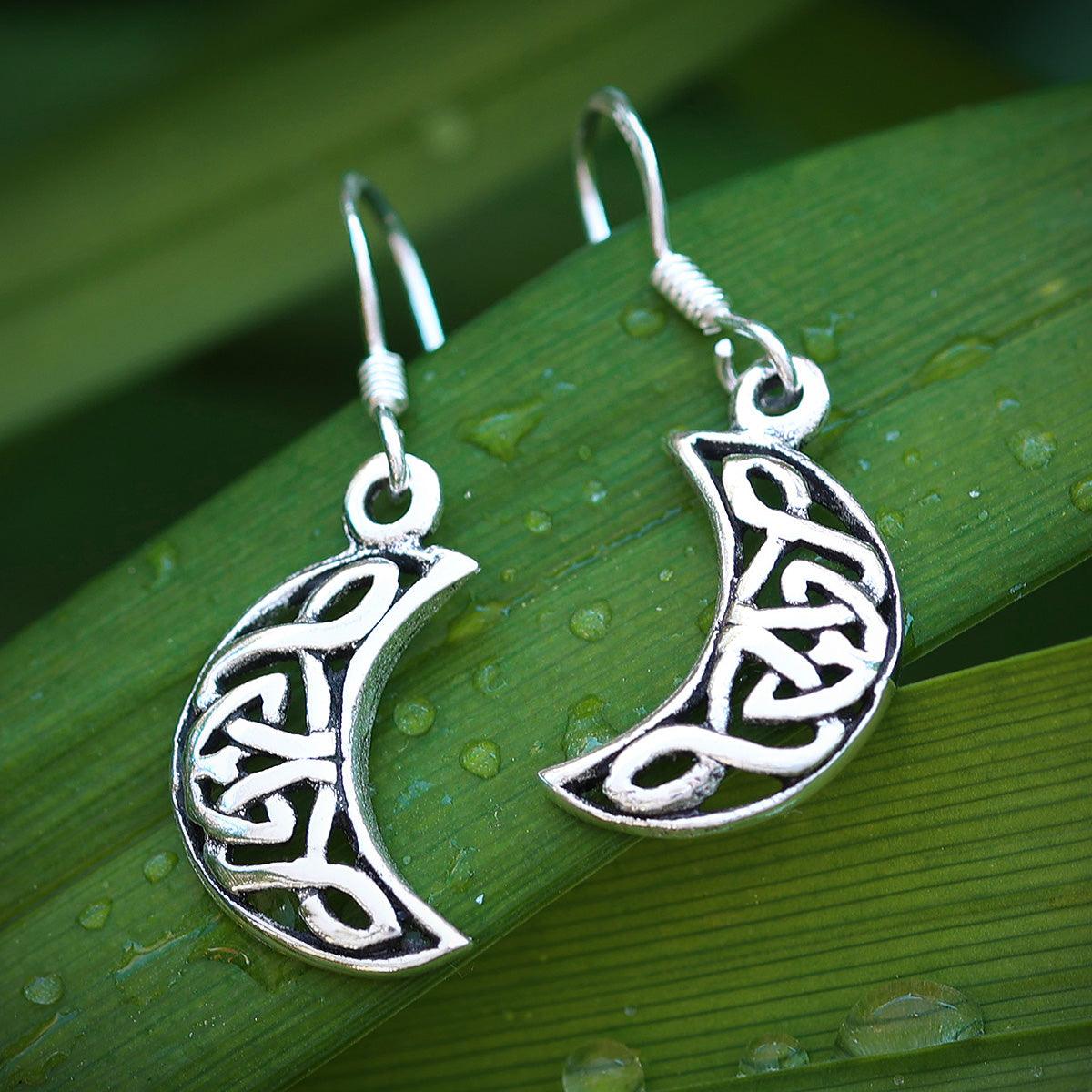 Keltischer Mond Ohrring 925 Silber Ohrschmuck Ohrhänger fein