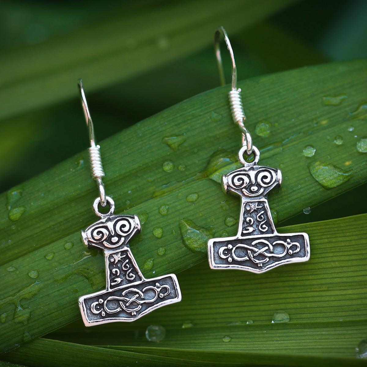 Thor's Hammer Jewelry Earrings Sterling Silver (Pair)