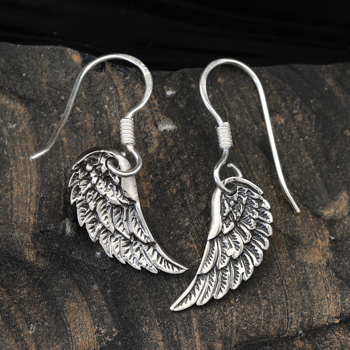 Flügel hängende Ohrringe 95er Silber Ohrschmuck Engelsflügel