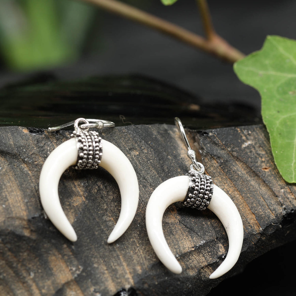 Knochen Ohrring Edler Ohrschmuck Silber Schmuck Handarbeit Sichel
