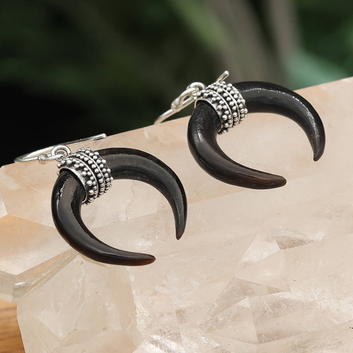 Ausgefallene Ohrringe Horn und Silber